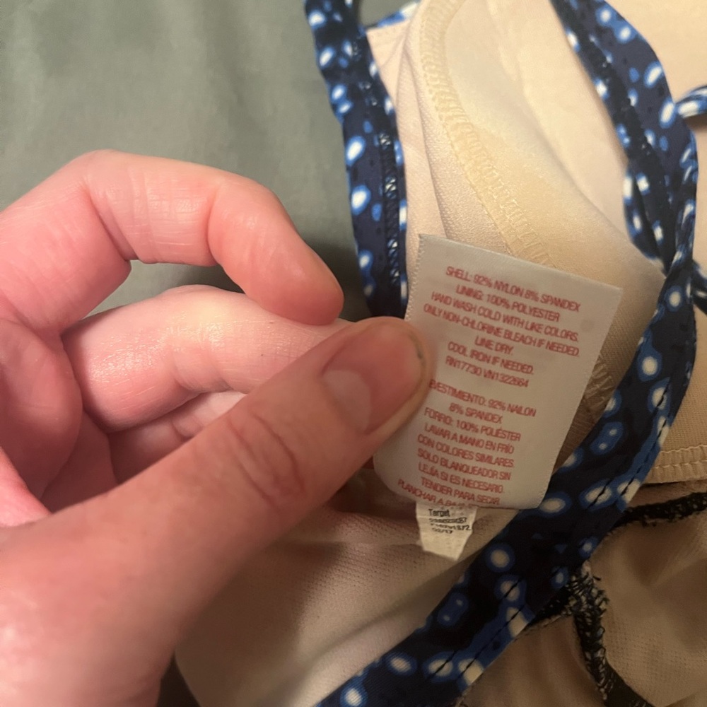 NWOT Merona Blue Patterned One-Piece Swimsuit - Picture 7 of 8